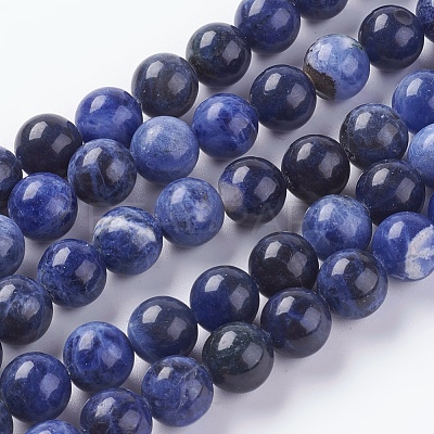 Natural Sodalite Beads Strands G-G448-10mm-25-1