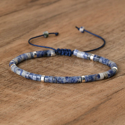 Natural Blue Spot Jasper Beaded Braided Bracelets QH4784-26-1