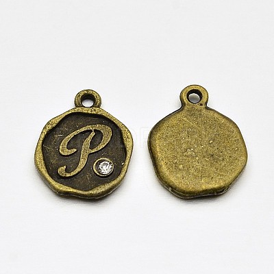 Antique Bronze Plated Alloy Rhinestone Charms ALRI-J152-P-NF-1