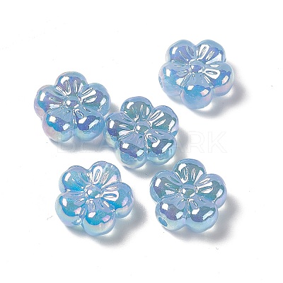 UV Plating Rainbow Iridescent Acrylic Flower Beads X-PACR-M003-10-1