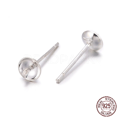 925 Sterling Silver Stud Earring Findings STER-K167-027B-S-1