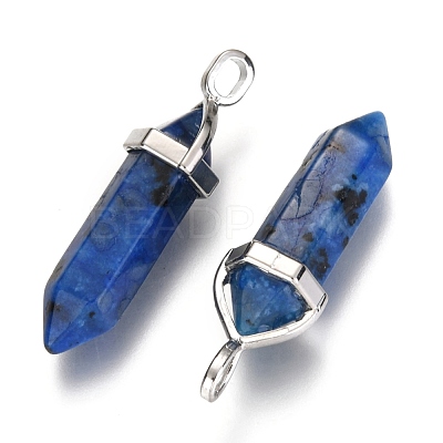 Natural Dalmatian Jasper Double Terminated Pointed Pendants G-F295-04O-1