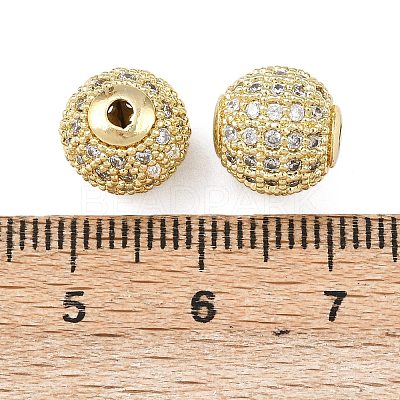 Round Brass Micro Pave Cubic Zirconia Beads ZIRC-N016-01G-10mm-1