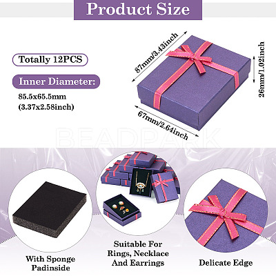 Rectangle Paper Jewelry Set Storage Boxes with Bowknot CON-TAC0014-04B-1