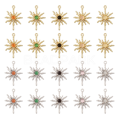 20Pcs 10 Styles Rack Plating Alloy Cat Eye Pendants FIND-TA0002-39-1
