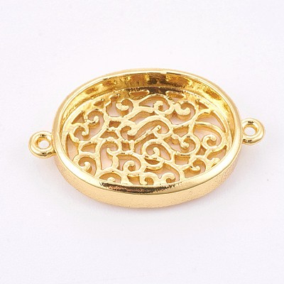 Brass Cabochon Connector Settings KK-F748-02G-1