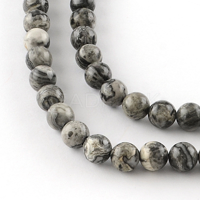 Natural Map Stone/Picasso Stone/Picasso Jasper Beads Strands G-S188-8mm-1