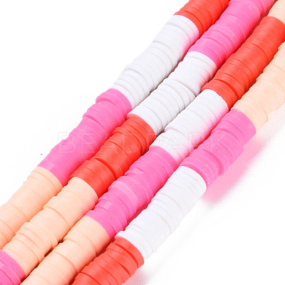 Fixed 4 Color Handmade Polymer Clay Bead Strands CLAY-S096-029O-1