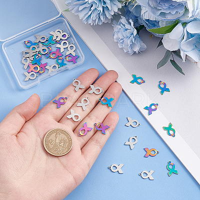 40Pcs 2 Colors 201 Stainless Steel Charms STAS-UN0043-90-1