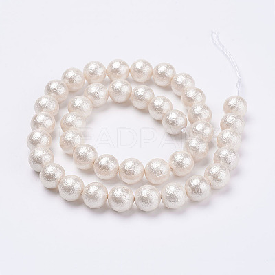 Wrinkle Textured Shell Pearl Beads Strands X-BSHE-F013-02-10mm-1