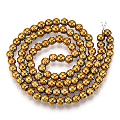 Non-Magnetic Synthetic Hematite Beads Strands X-G-S096-4mm-2-1