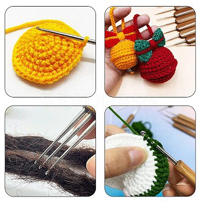4Pcs 2 Styles Bamboo Handle Iron Crochet Hook Needles TOOL-DJ0001-48-1