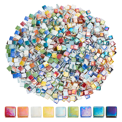 450G 9 Colors Glass Cabochons GGLA-OC0001-15-1