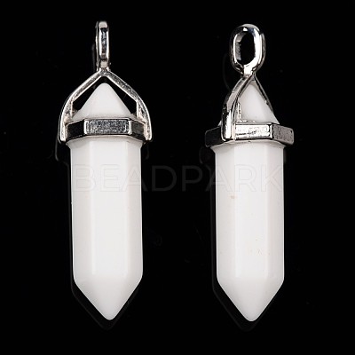 Bullet Imitation Jade Glass Pointed Pendants X-G-F295-01-1