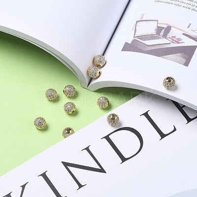 Brass Cubic Zirconia Beads ZIRC-F001-31G-1