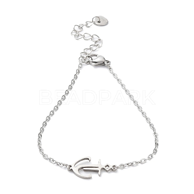 Tarnish Resistant 201 Stainless Steel Link Bracelets with Cable Chains BJEW-P297-01P-B-1