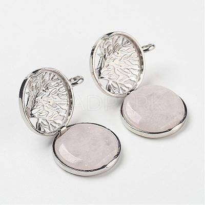 Natural Rose Quartz Pendants G-G910-C03-1