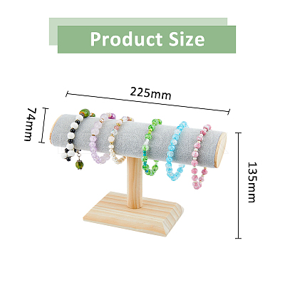 Velvet T-Bar Bracelet Display Stands  with Wooden Base BDIS-WH0010-03C-1