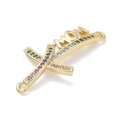 Mother's Day Brass Micro Pave Cubic Zirconia Links KK-T084-03A-G-1