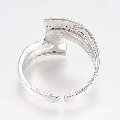 Adjustable Brass Cuff Rings ZIRC-F076-04P-1