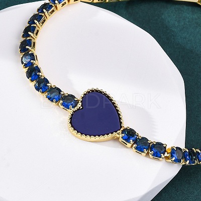 Brass Micro Pave Cubic Zirconia Link Chain Bracelets for Women BJEW-K273-01G-1