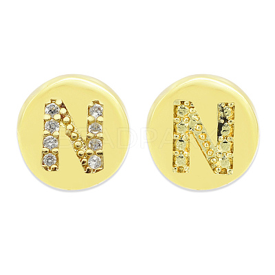 Brass Micro Pave Clear Cubic Zirconia Beads KK-T030-LA843-NX3-1