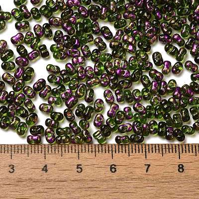 Spray Painted Glass Seed Beads SEED-F005-07A-05-1