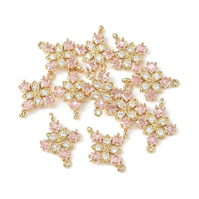 Brass Pave Cubic Zirconia Connector Charms KK-G462-45KCG-02-1