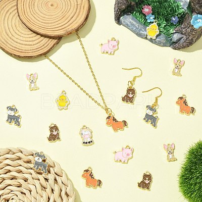 40Pcs 8 Styles Zinc Alloy Enamel Pendants FIND-CJ0004-47-1