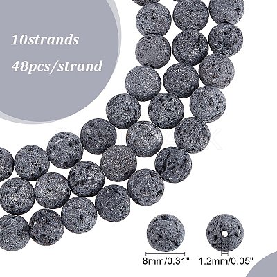 Unwaxed Natural Lava Rock Bead Strands G-F309-8mm-1