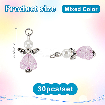 30Pcs Glass Pendant PALLOY-PH01669-1