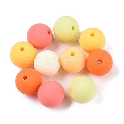 Rubberized Style Imitated Silicone Acrylic Beads MACR-T048-01B-16-1