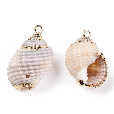 Electroplated Natural Spiral Shell Pendants SSHEL-T009-16-A01-1