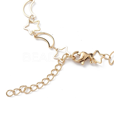 Ion Plating(IP) 304 Stainless Steel Star & Moon Link Chain Anklets for Men Women STAS-B039-15G-1