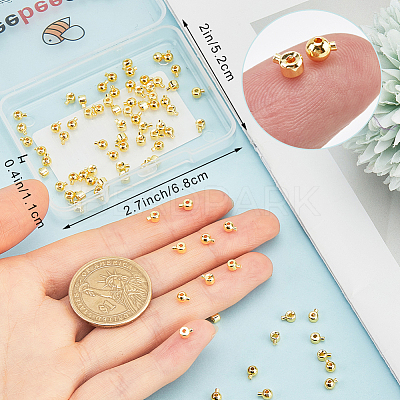 100Pcs 2 Styles Brass Crimp Beads KK-BBC0014-28G-1