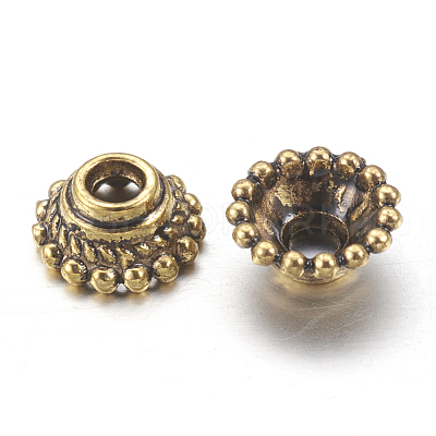 Apetalous Tibetan Style Alloy Flower Bead Caps TIBE-S223-AG-RS-1