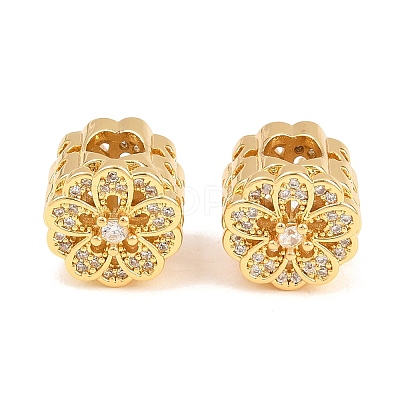 Brass Micro Pave Clear Cubic Zirconia European Beads ZIRC-F148-10G-1