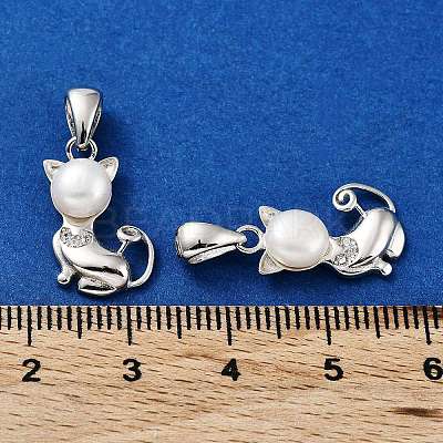 Anti-Tarnish Rhodium Plated 925 Sterling Silver Micro Pave Cubic Zirconia Pendants STER-A044-03P-1
