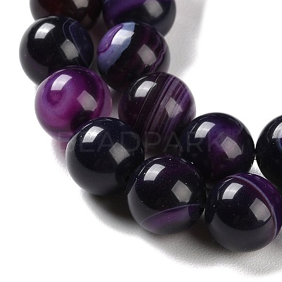 Natural Striped Agate/Banded Agate Beads Strands G-Z060-A01-C12-1
