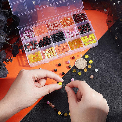 450Pcs 15 Style Drawbench Glass Beads Strands DGLA-PH0001-11-1