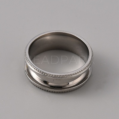 201 Stainless Steel Grooved Finger Ring Settings STAS-WH0027-26D-P-1