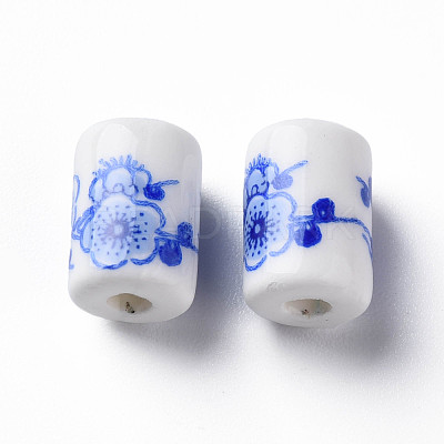 Floral Printed Porcelain Beads PORC-T007-09-1