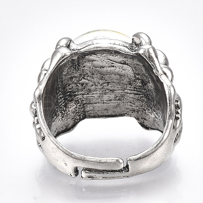 Adjustable Alloy Glass Finger Rings RJEW-T006-02A-1