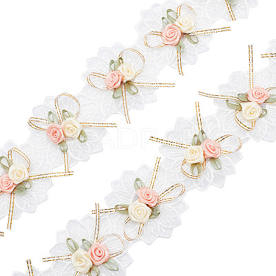 b 2 Yards Embroidery Polyester Flower Lace Trim Ribbon OCOR-GF0001-96-1