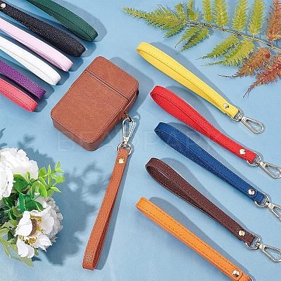12Pcs 12 Colors PU Leather Wrist Strap Keychains KEYC-CA0001-19-1