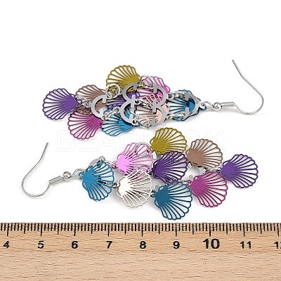 430 Stainless Steel Shell Shape Dangle Earrings EJEW-A137-03P-05-1