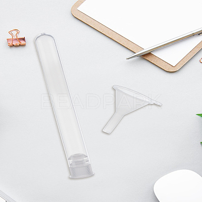 2Pcs Transparent Plastic Funnel Hopper FIND-LP0004-97-1