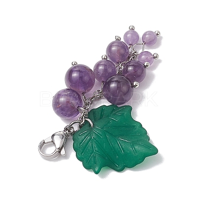 Grape Natural Amethyst Pendant Decorations HJEW-TA00266-01-1