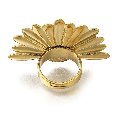 Flower Enamel Finger Rings RJEW-M023-03G-01-1