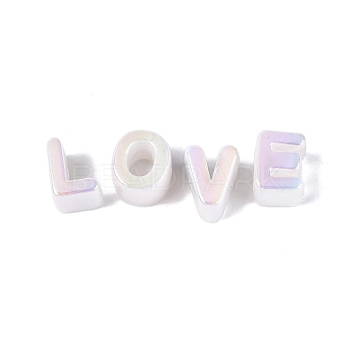 UV Plating Opaque Rainbow Iridescent Acrylic Beads OACR-P010-23B-1